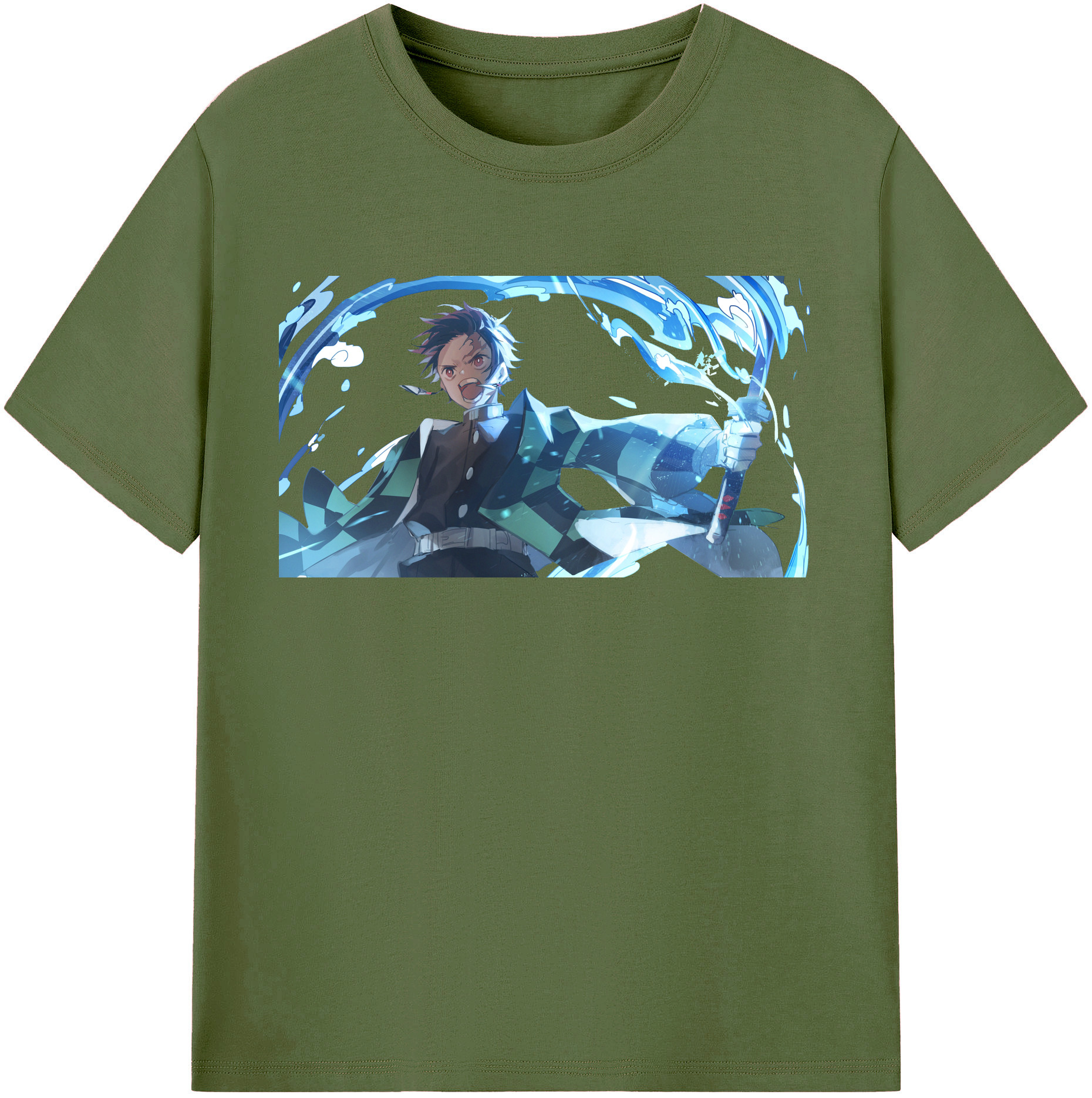 （画像用） 鬼滅の刃 竈門 炭治郎／かまど たんじろう Kamado Tanjirou 綿100％半袖Tシャツ（フロントプリント）